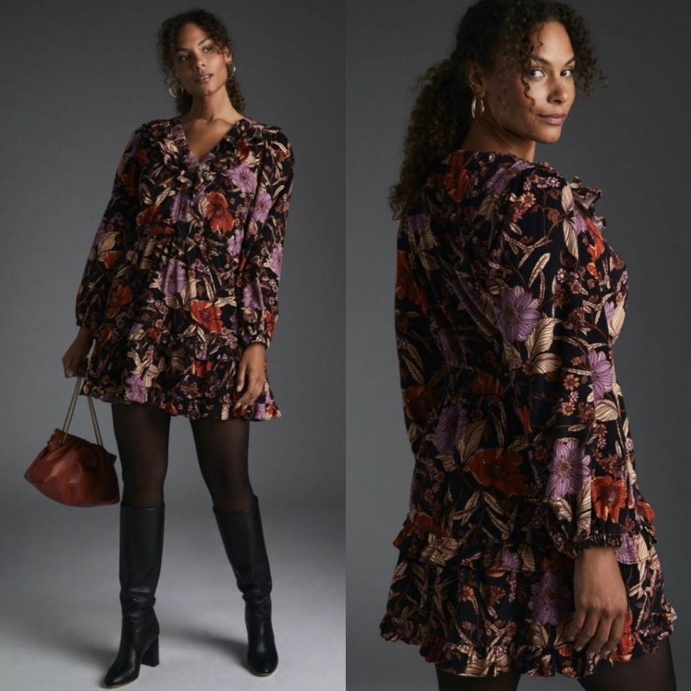 Anthropologie Pilcro Tiered Corduroy Dress Small